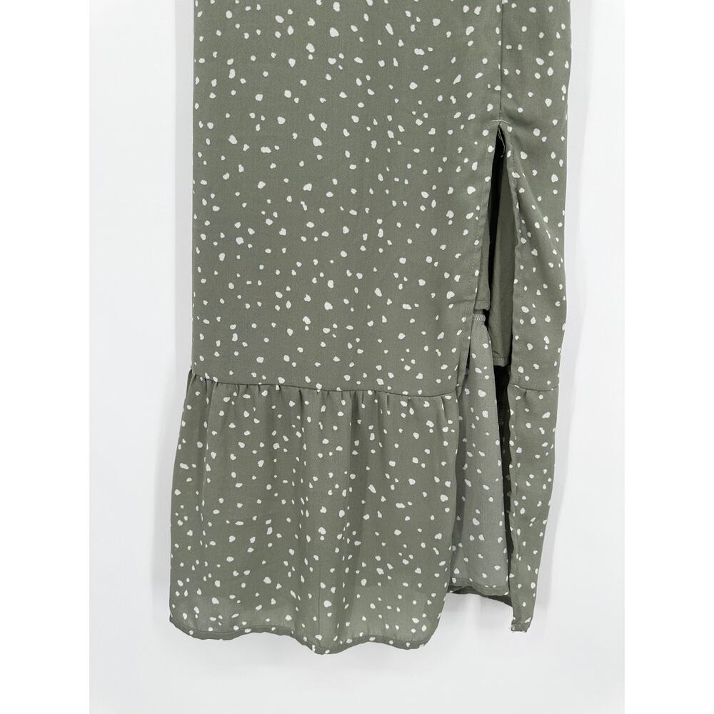 Abercrombie & Fitch Polka Dot Tie Strap Midi Dress Sweetheart Ruffle Side Slit - Picture 5 of 10